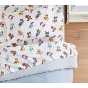 Pottery Barn Kids PAW Patrol™ Organic TWIN Bed Flat Sheet Only EUC